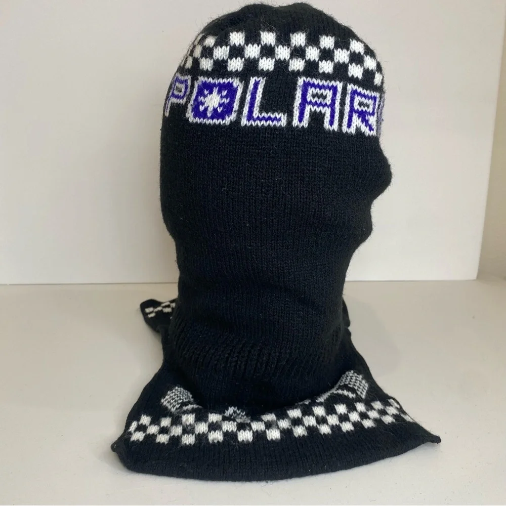Vintage Polaris Snowmobile Racing Knit Full Face Mask Robber Balaclava Beanie